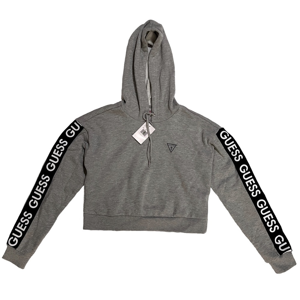 NWT GUESS JOJO LOGO HOODIE LIGHT MELANGE GREY SWEATSHIRT size Small